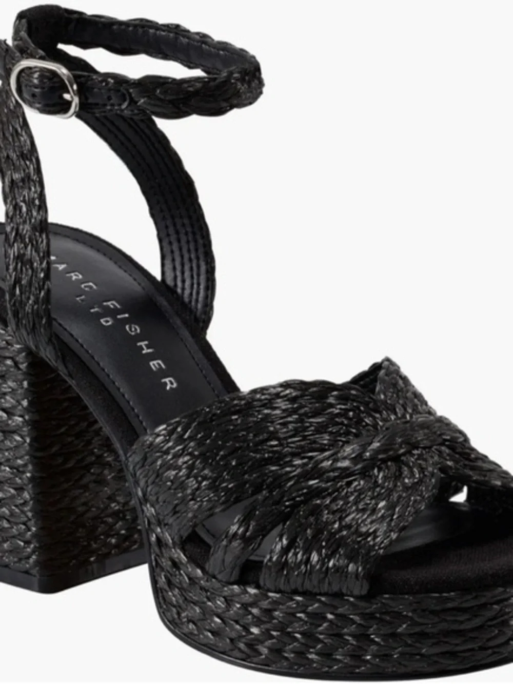 Marc Fisher Janie Raffia Ankle Strap Platform Sandals